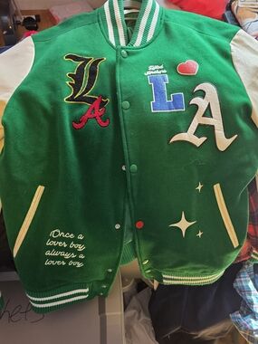 Green Varsity Letterman Bomber Jacket